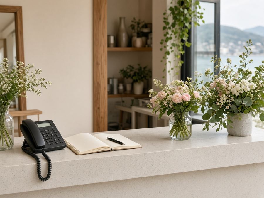Contact desk at Studio Strigsepti in Busan